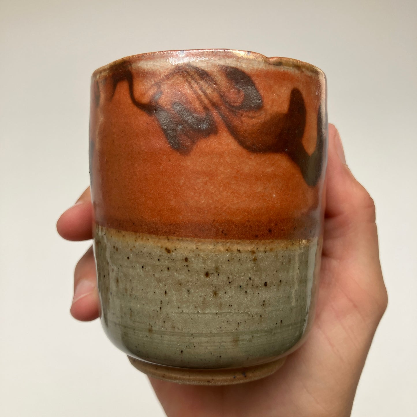 Teacup with Marbled Slip and Celadon