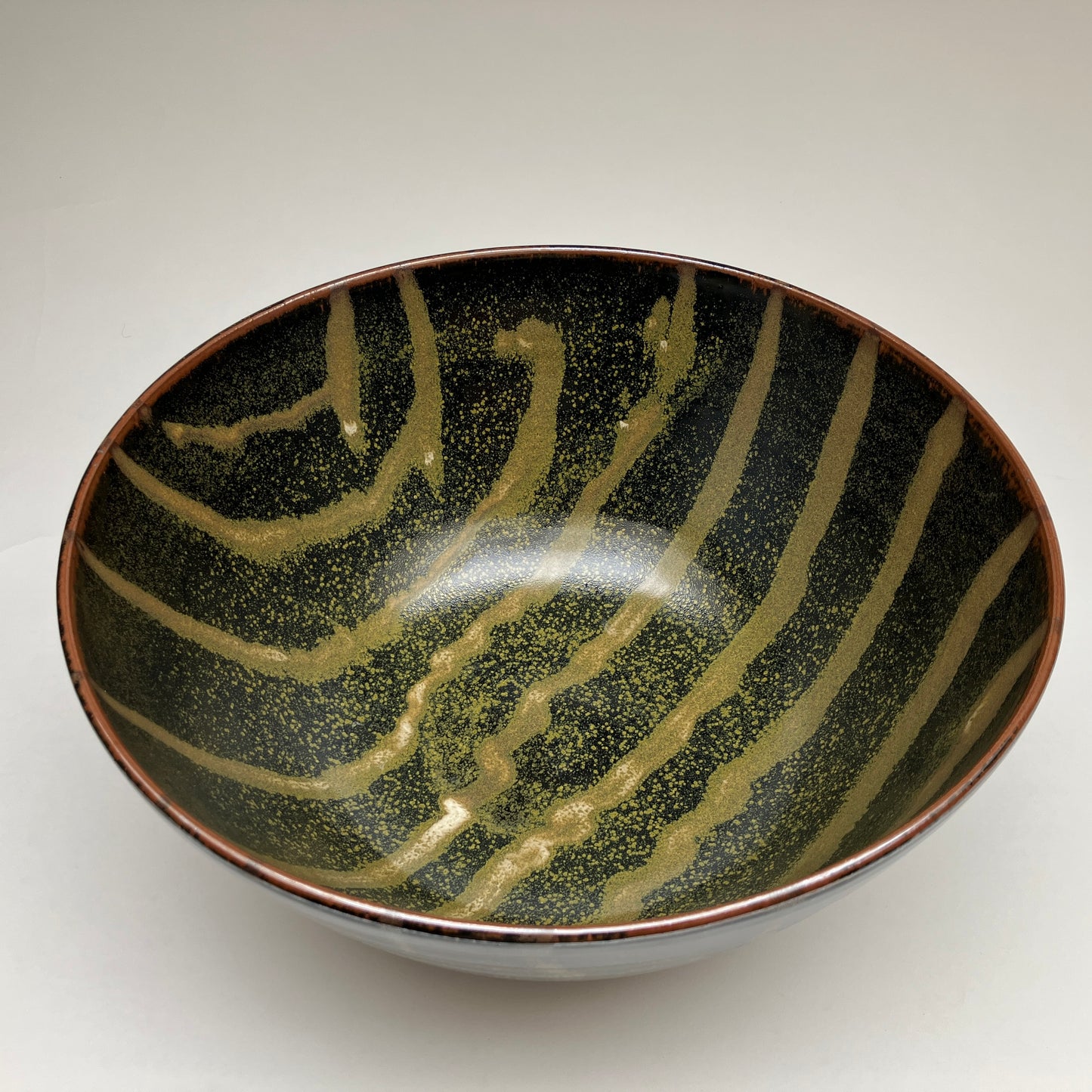 Large Serving Bowl in Teadust with Cream White Glaze Overlay