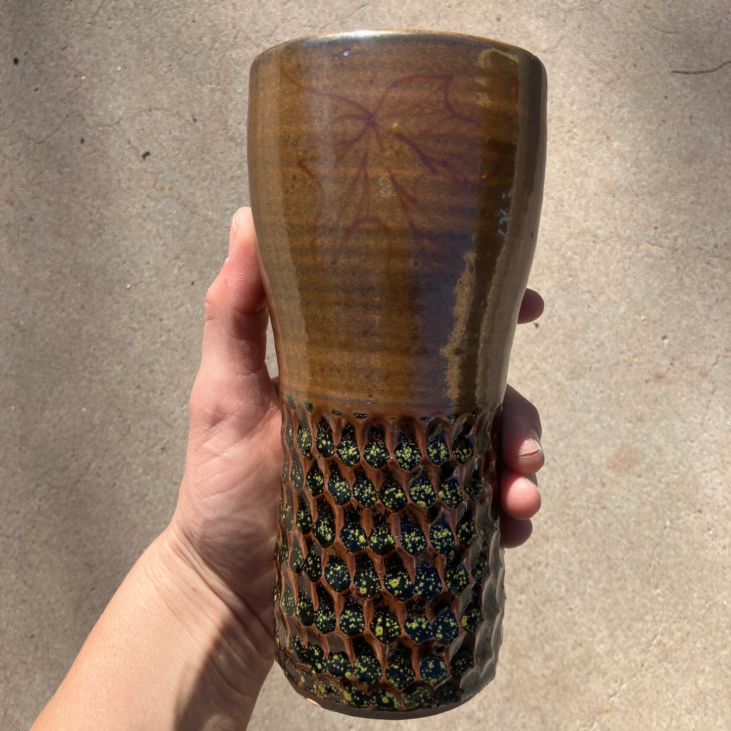 Pint With Leaf and Hexagons