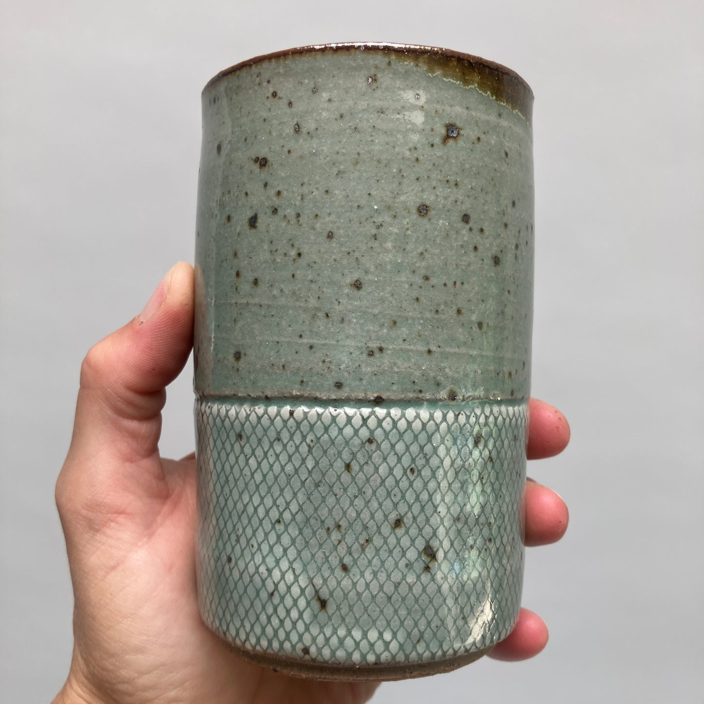 Tumbler With Crosshatch Detail