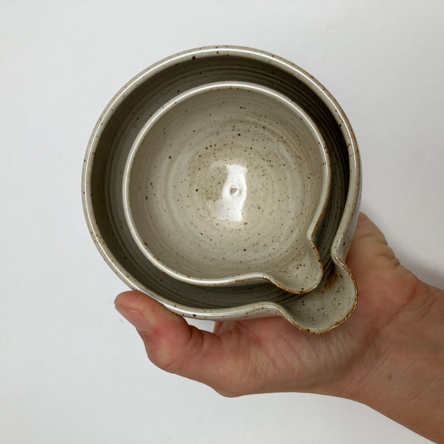 Small Nesting Set in Cream White and Celadon