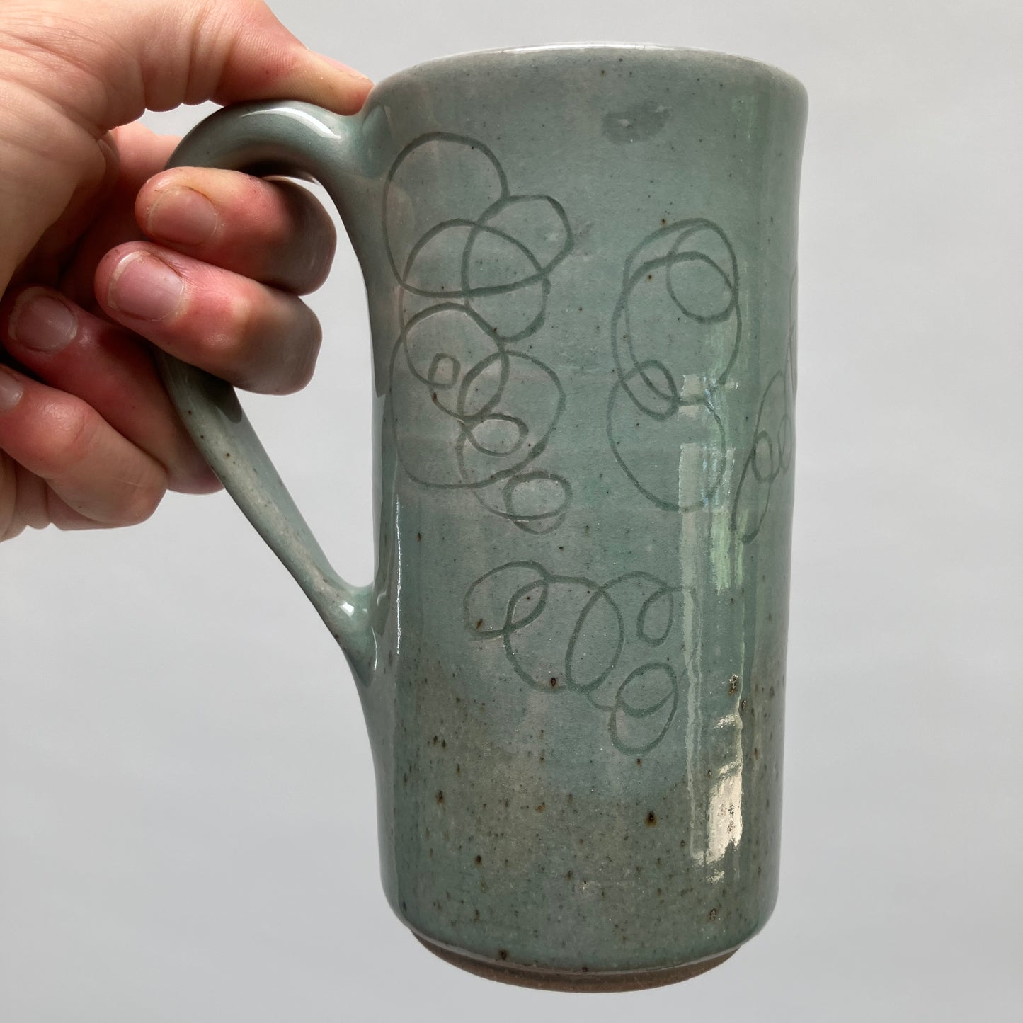 Tall Abstract Mug in Celadon