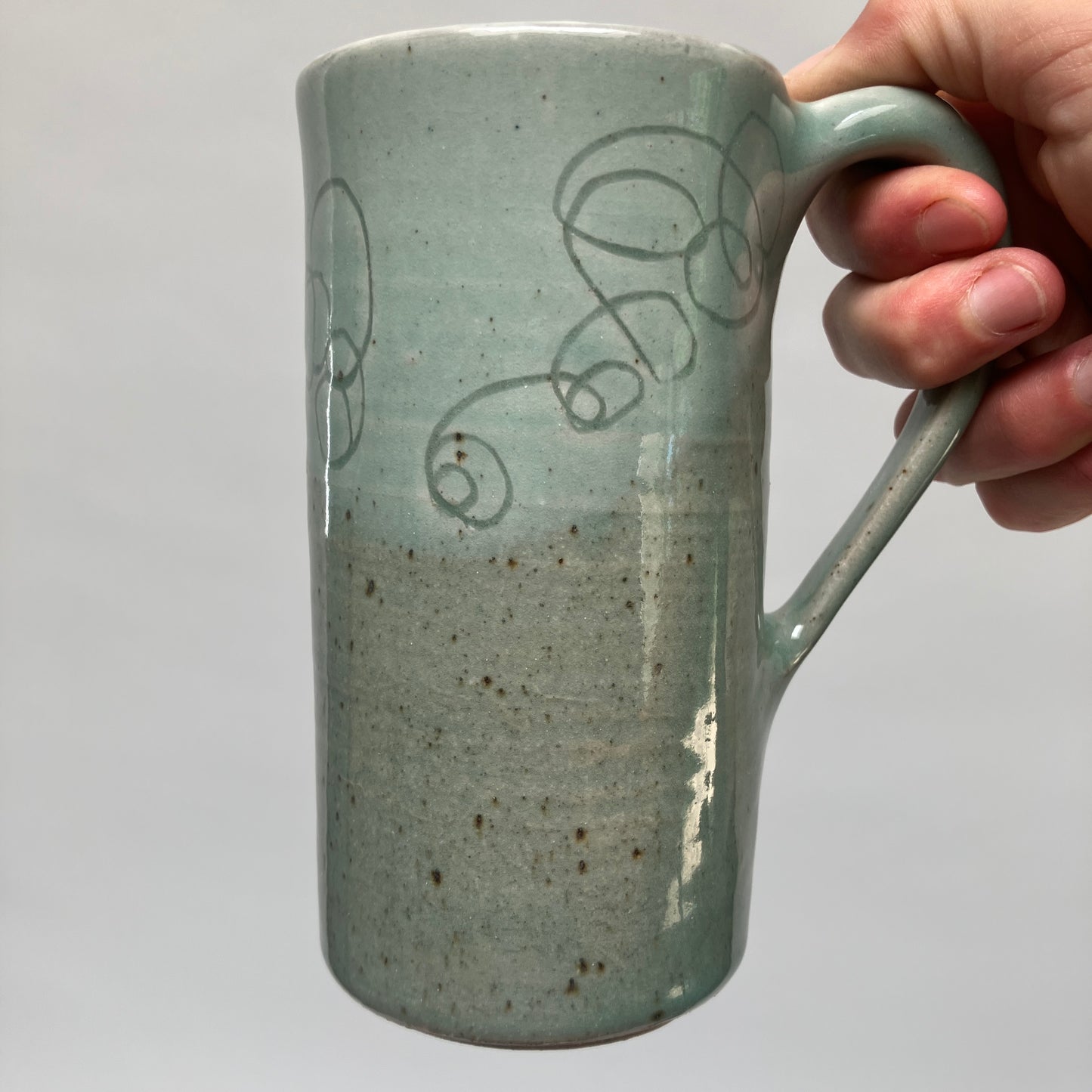 Tall Abstract Mug in Celadon