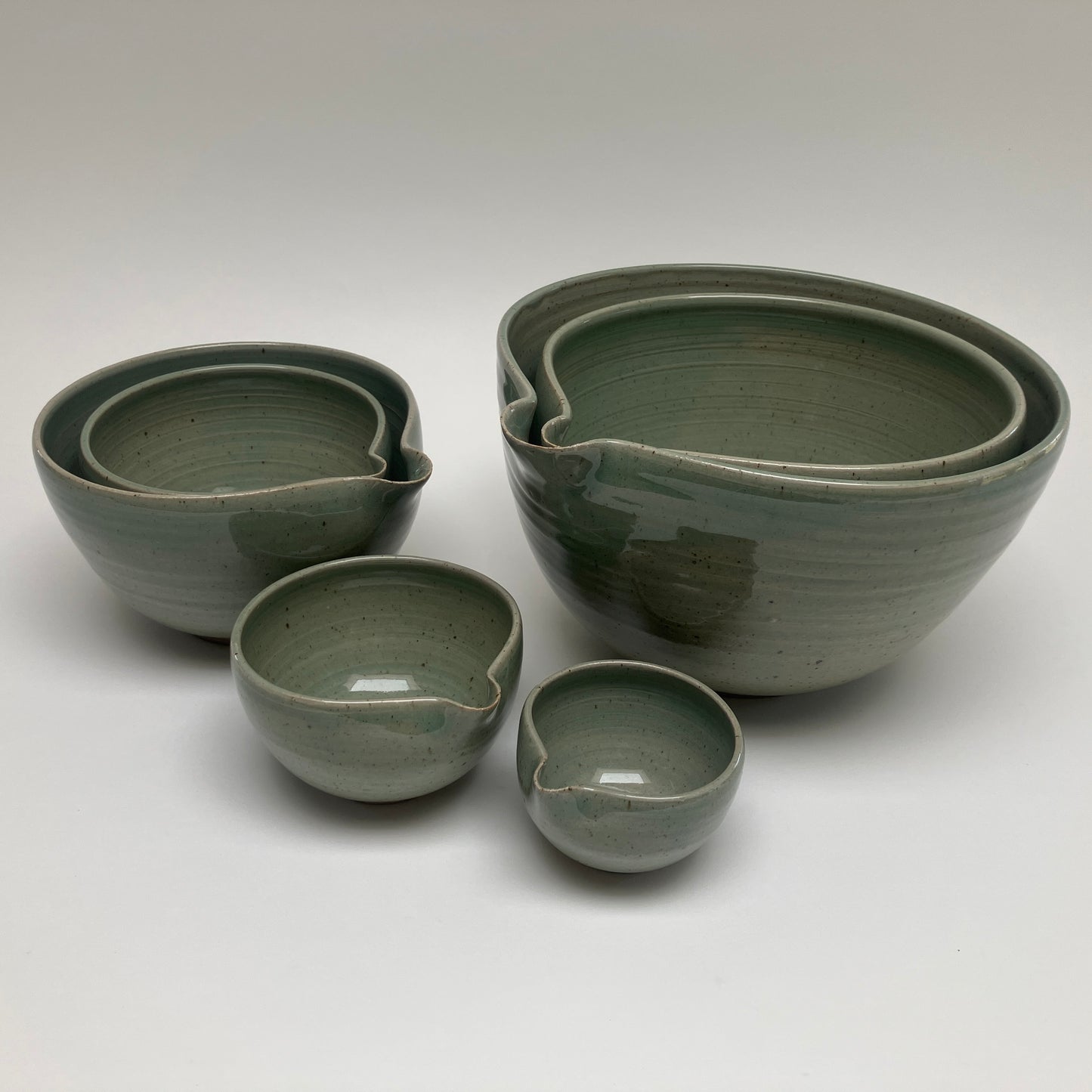 Six Piece Nesting Set of Bowls In Celadon