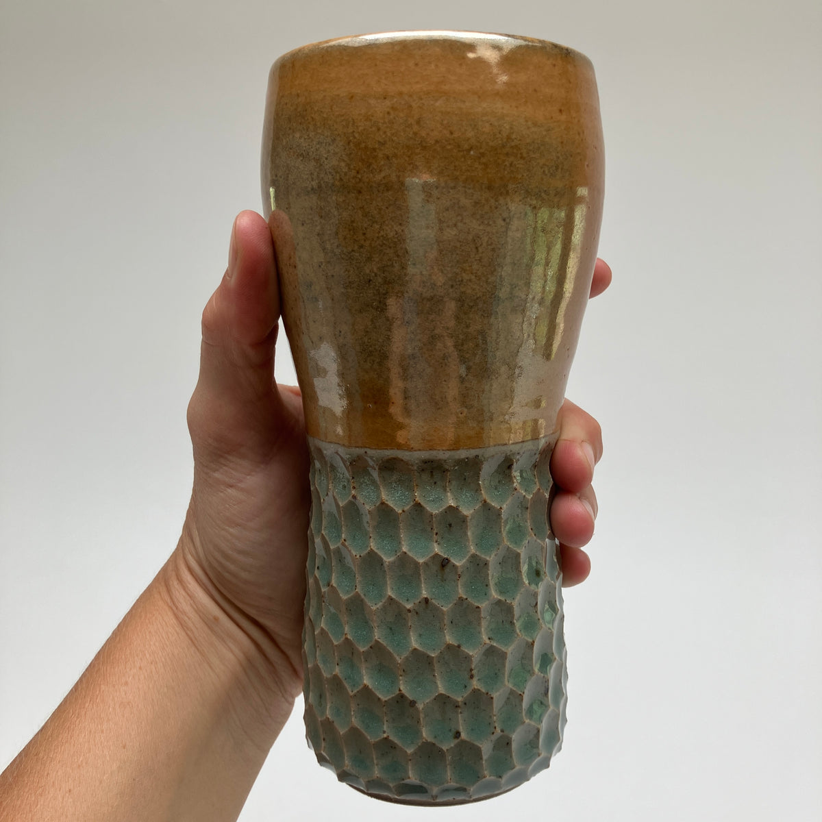Pint With Fern and Hexagons