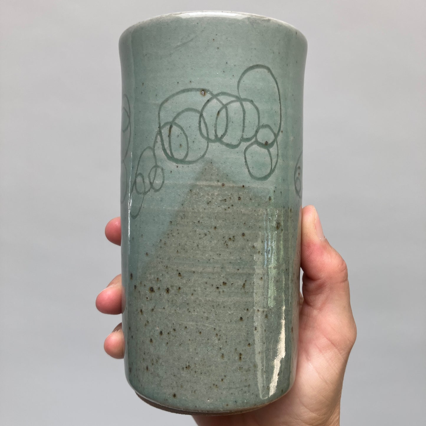 Tall Abstract Mug in Celadon