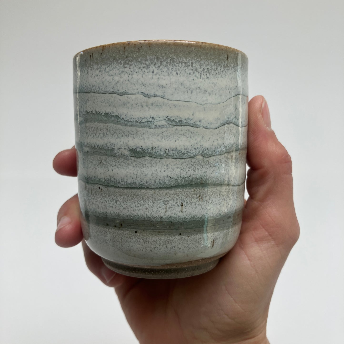 Teacup with Cream and Celadon Glaze Overlay