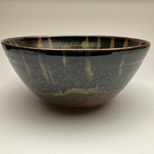 Large Serving Bowl in Teadust with Cream White Glaze Overlay