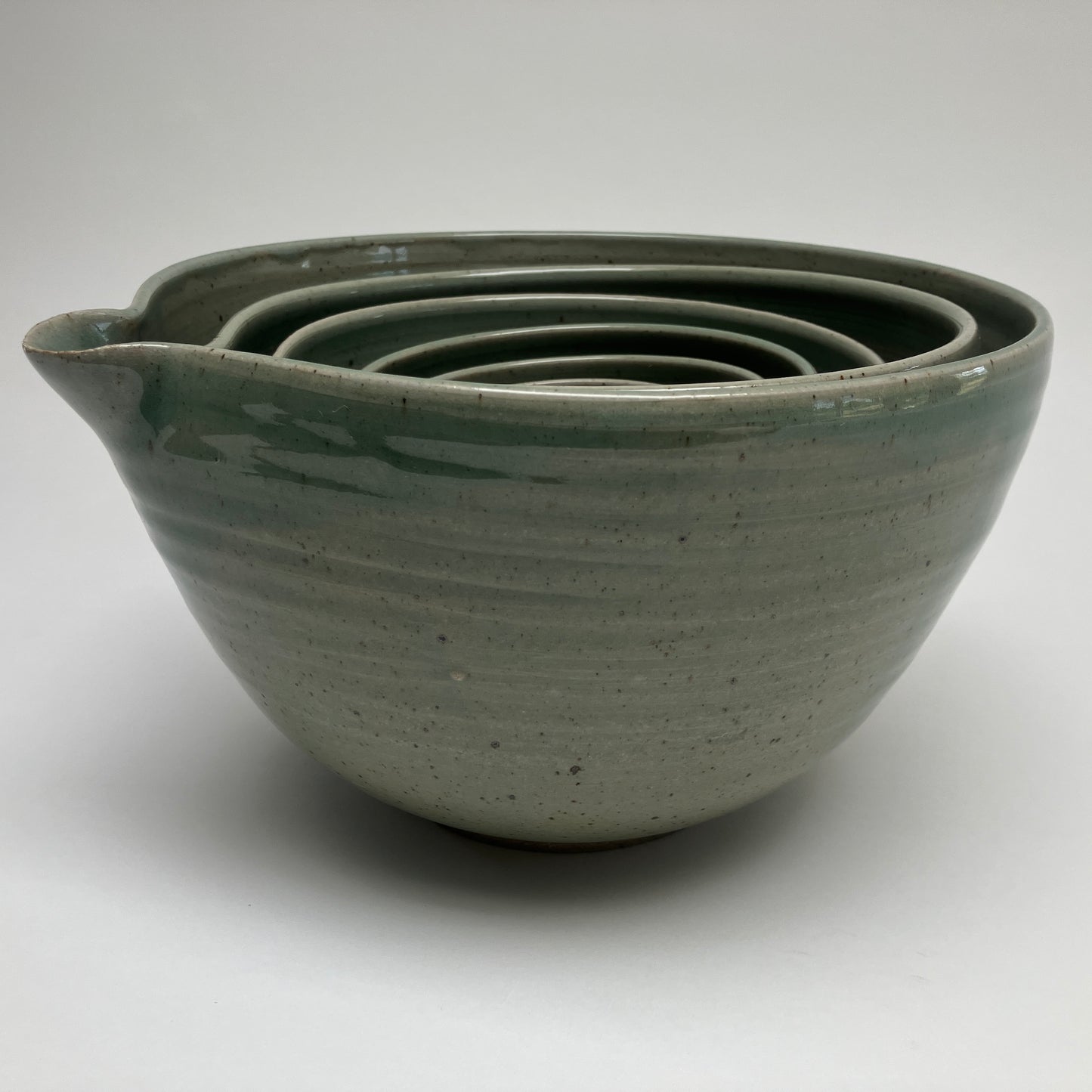 Six Piece Nesting Set of Bowls In Celadon