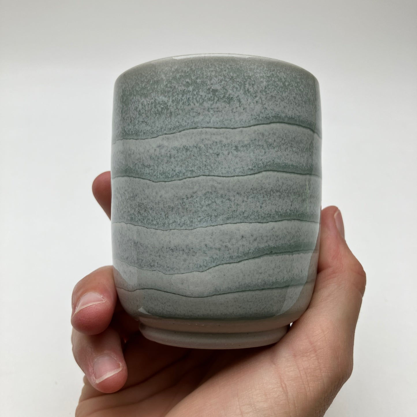 Teacup with Cream and Celadon Glaze Overlay