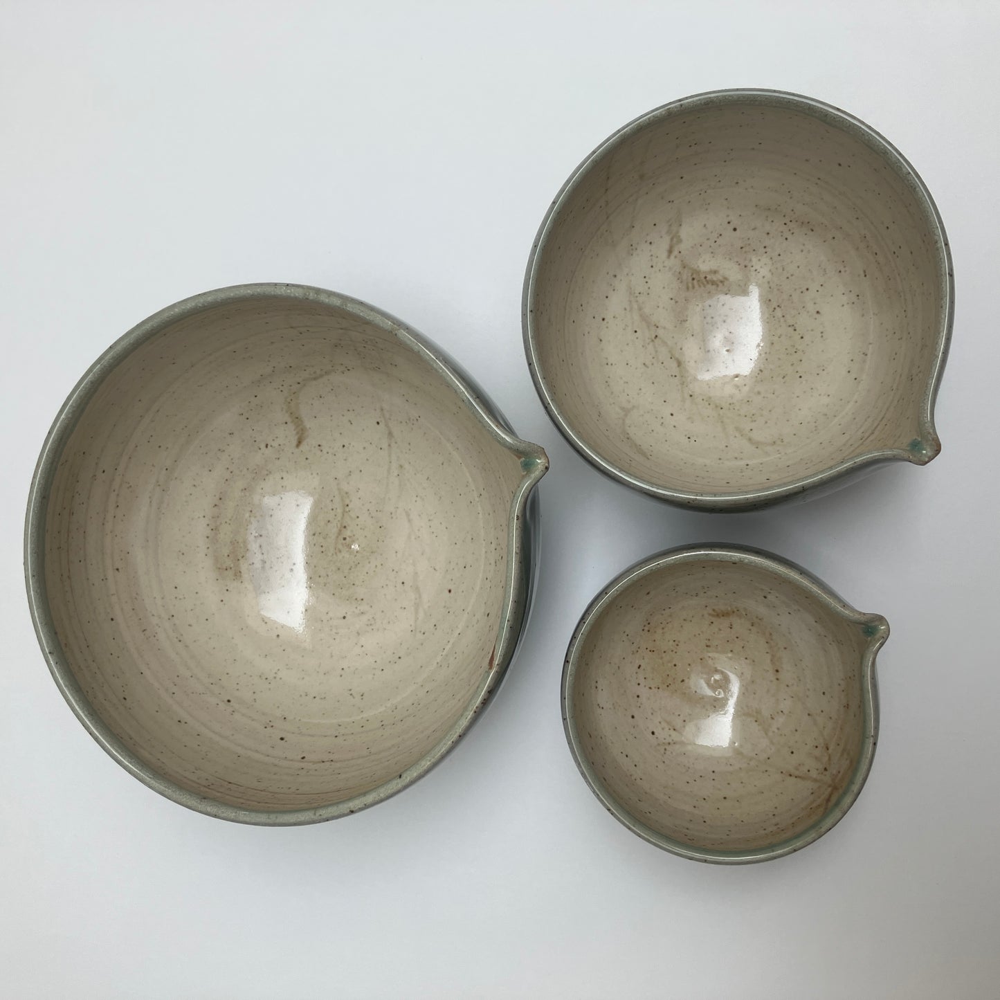 Small Nesting Set in Cream White and Celadon