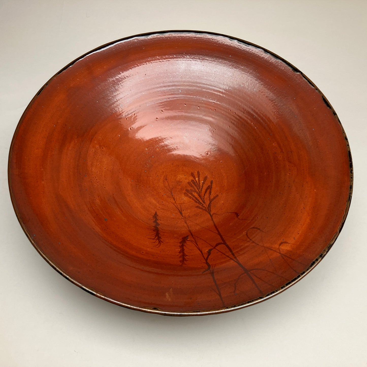 Large Serving Bowl with Grasses