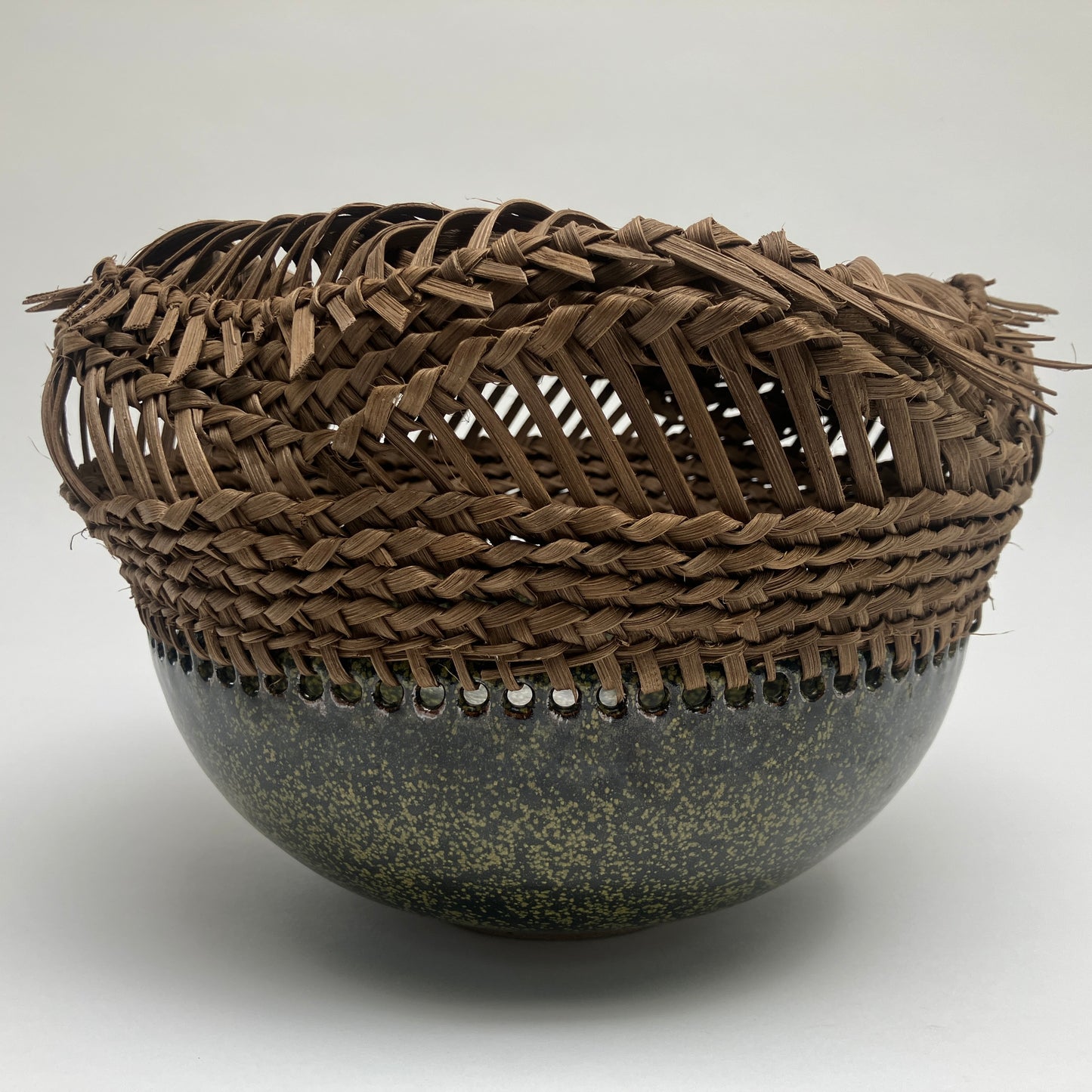 Stoneware and Rattan Sculpture with Neolithic Weave