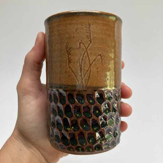 Tumbler With Grasses and Honeycomb Texture