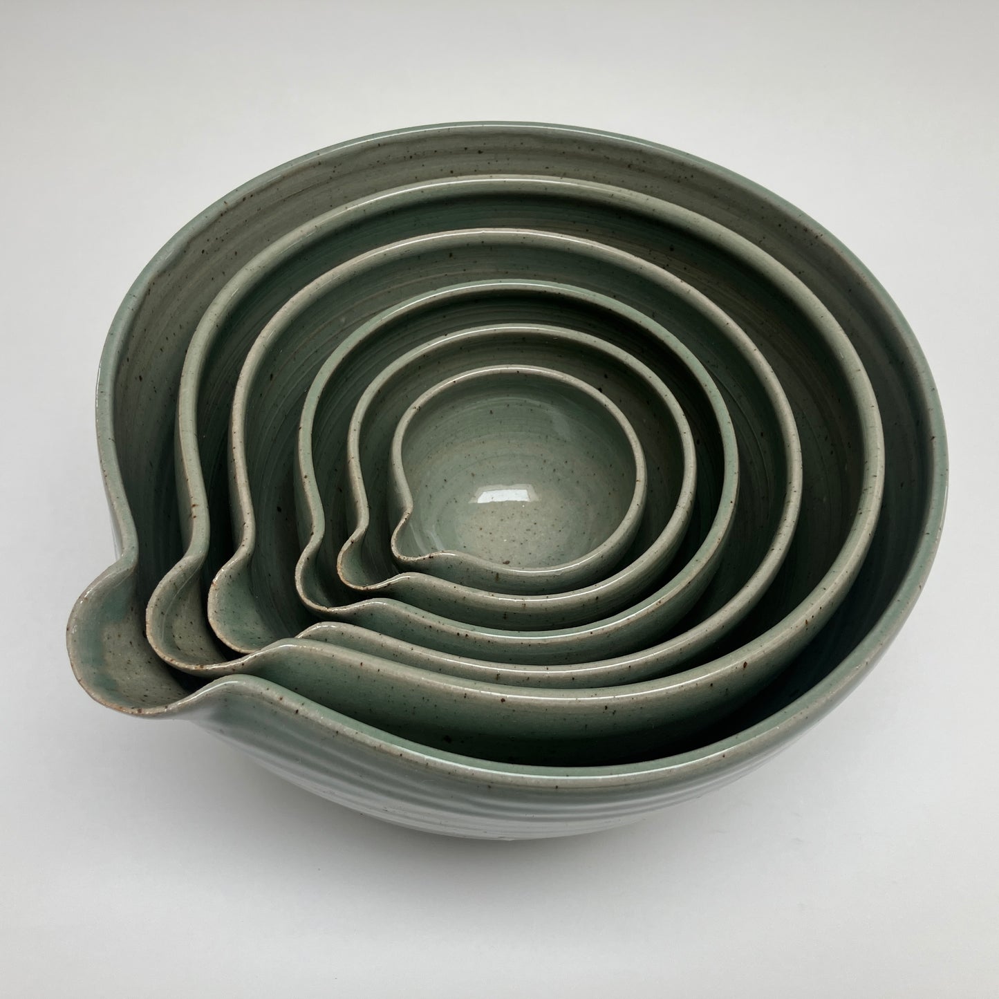 Six Piece Nesting Set of Bowls In Celadon