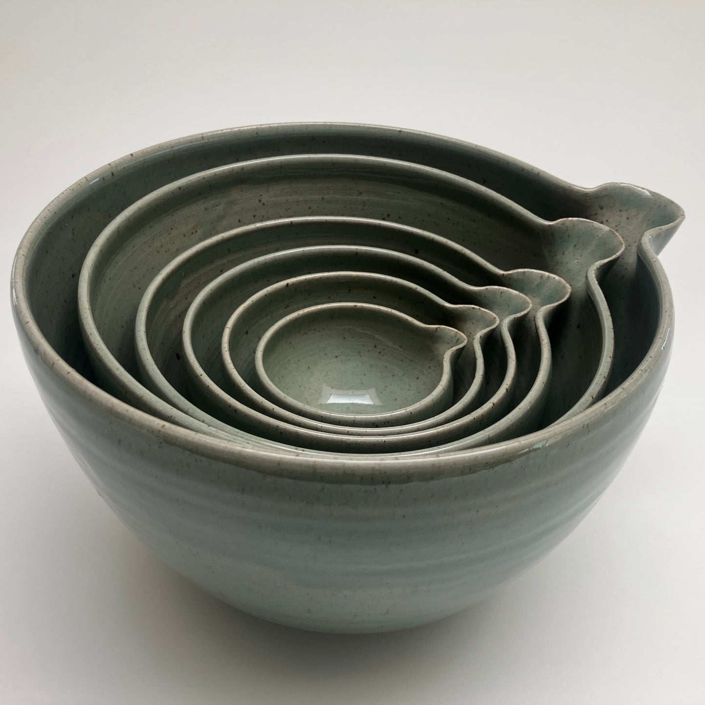 Six Piece Nesting Set of Bowls In Celadon