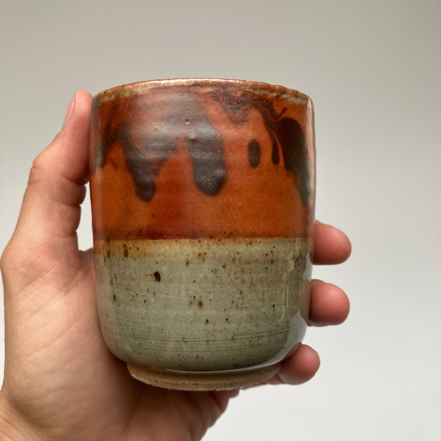 Teacup with Marbled Slip and Celadon
