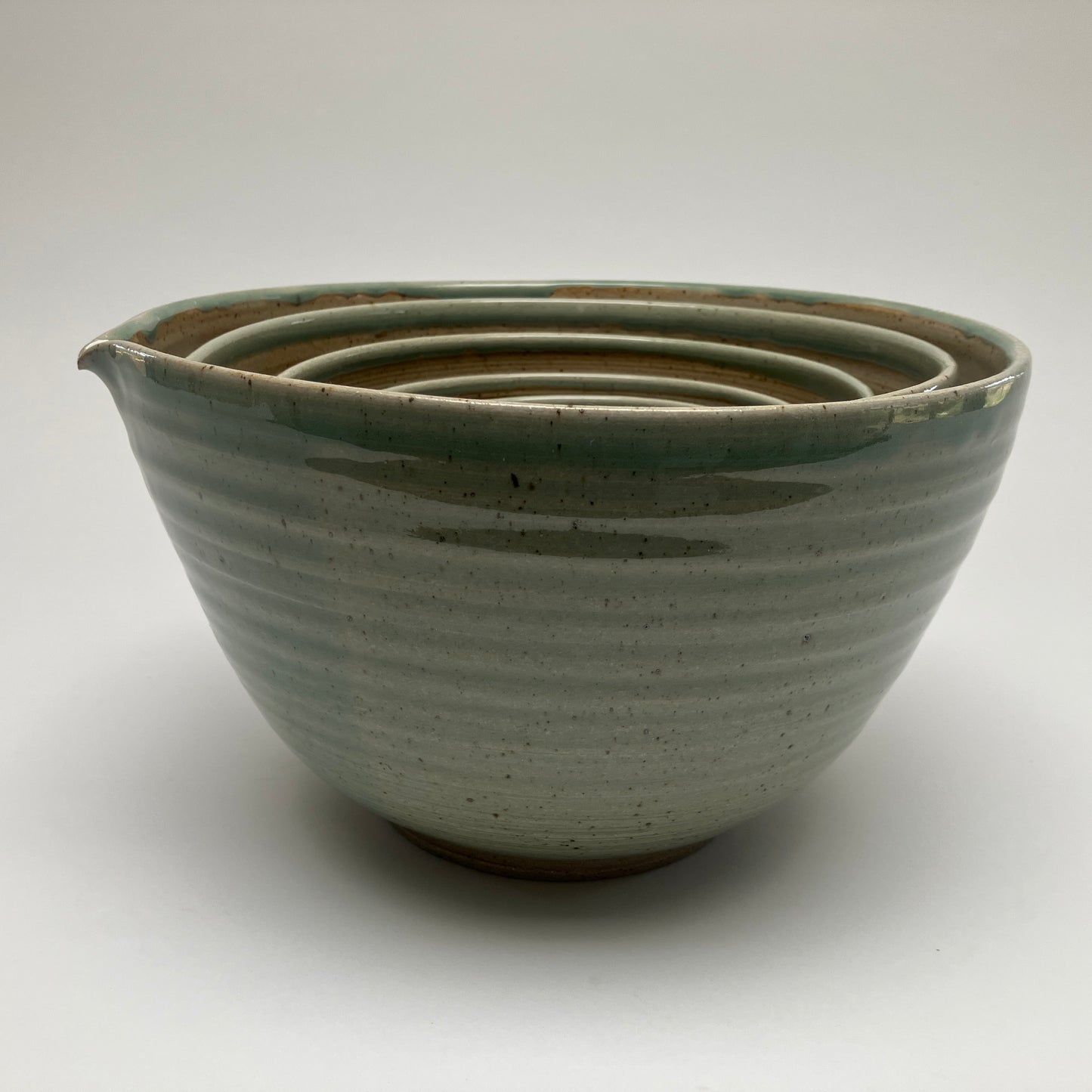 Six Piece Nesting Set of Bowls (Decorated with Leaves)