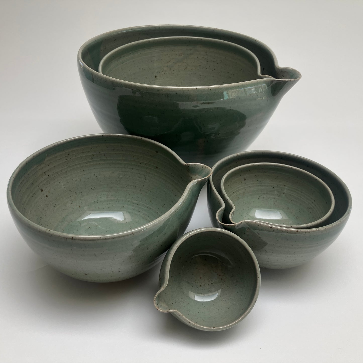 Six Piece Nesting Set of Bowls In Celadon