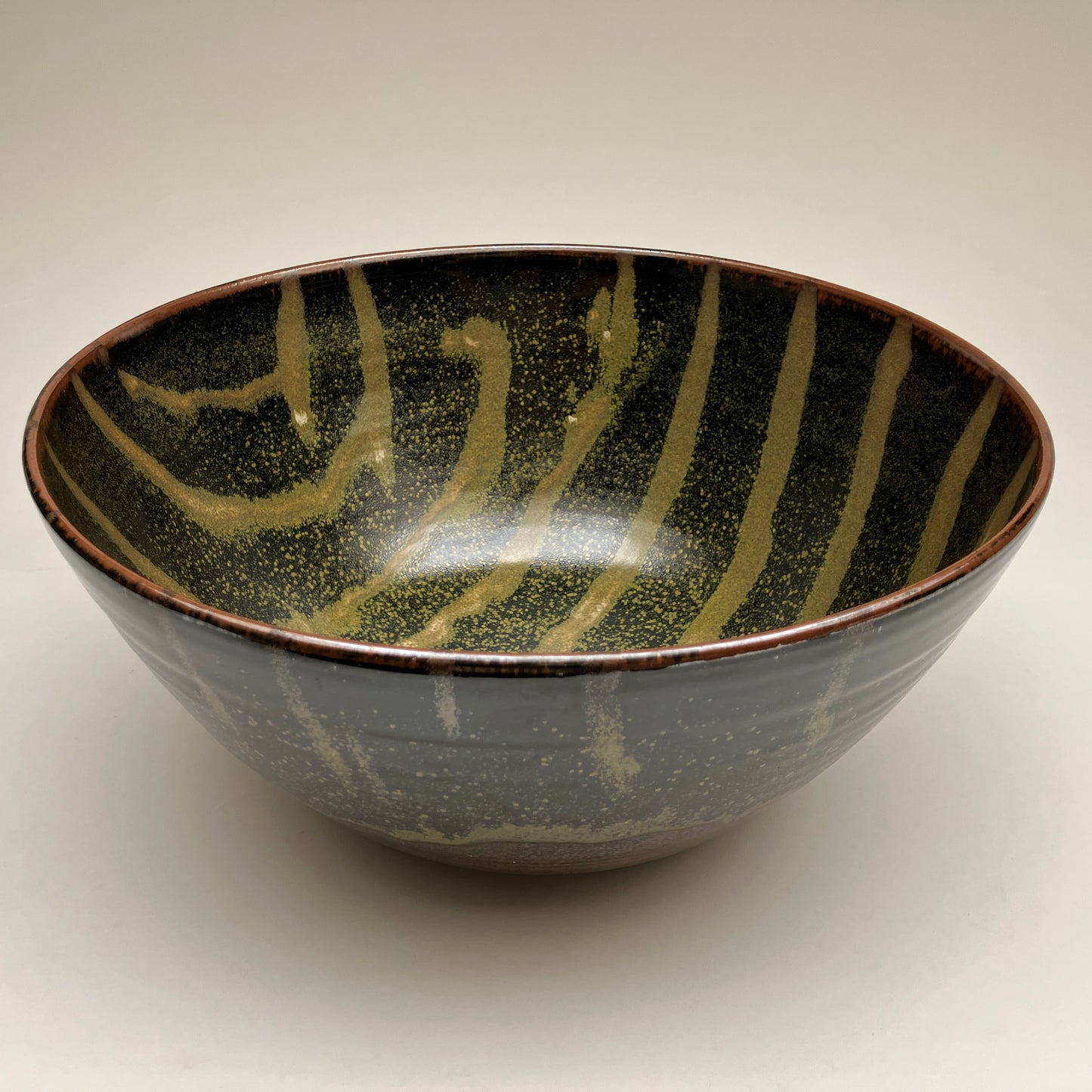 Large Serving Bowl in Teadust with Cream White Glaze Overlay