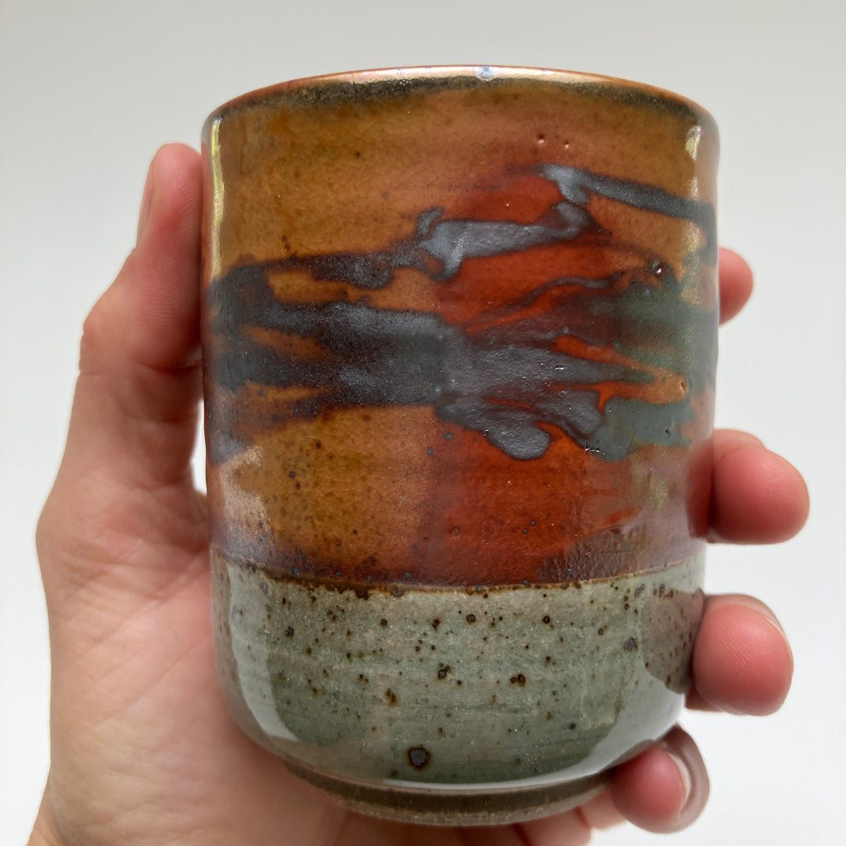Teacup with Marbled Slip and Celadon