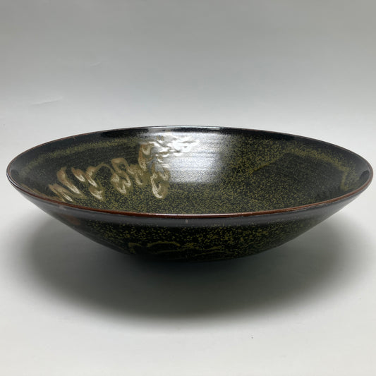 Large Serving Bowl in Teadust with Cream White Glaze Overlay