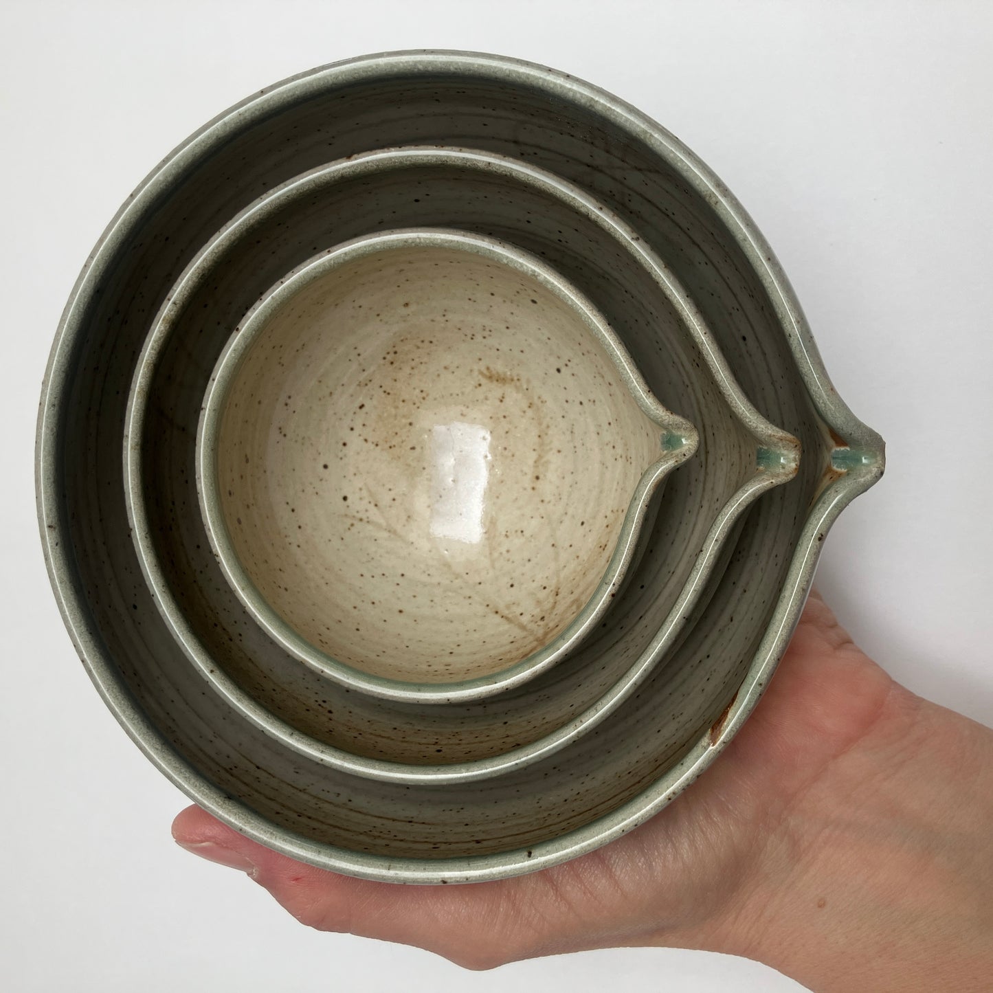 Small Nesting Set in Cream White and Celadon