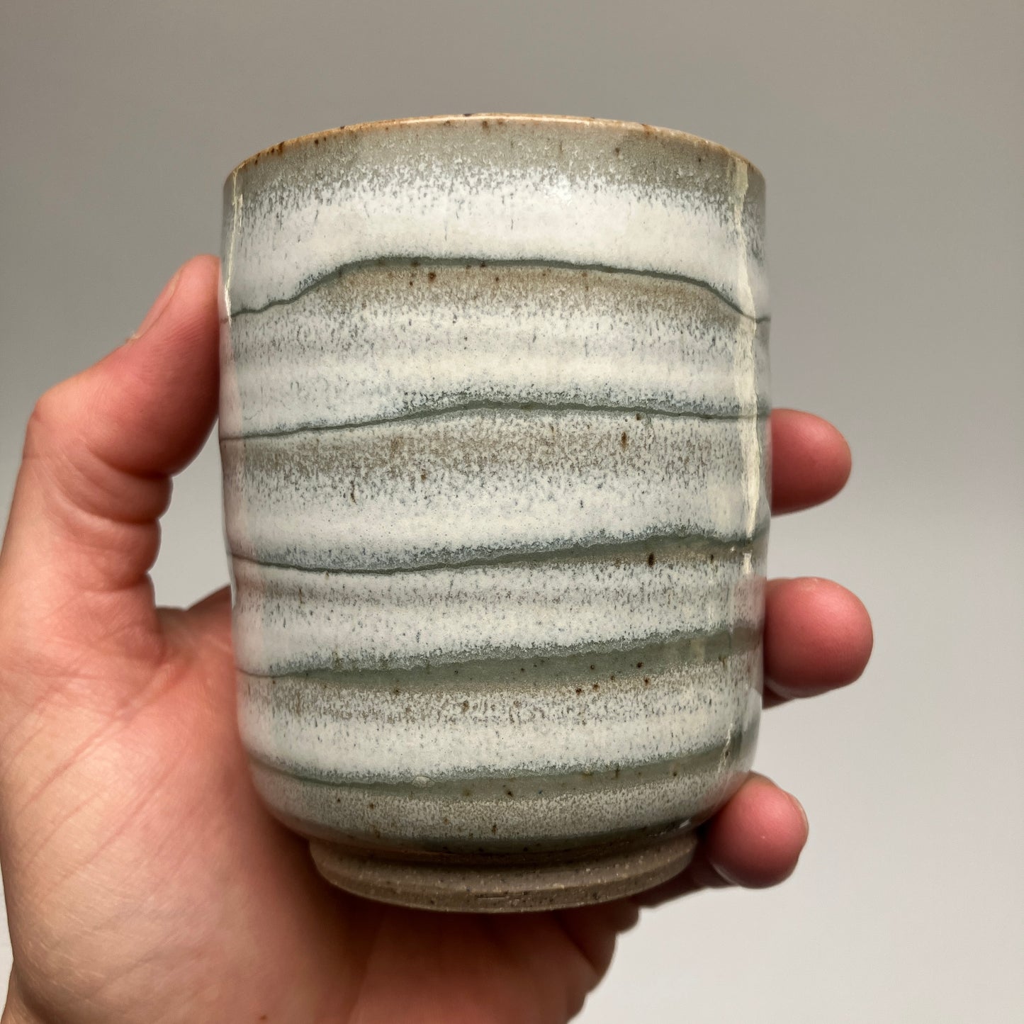 Teacup with Cream and Celadon Glaze Overlay