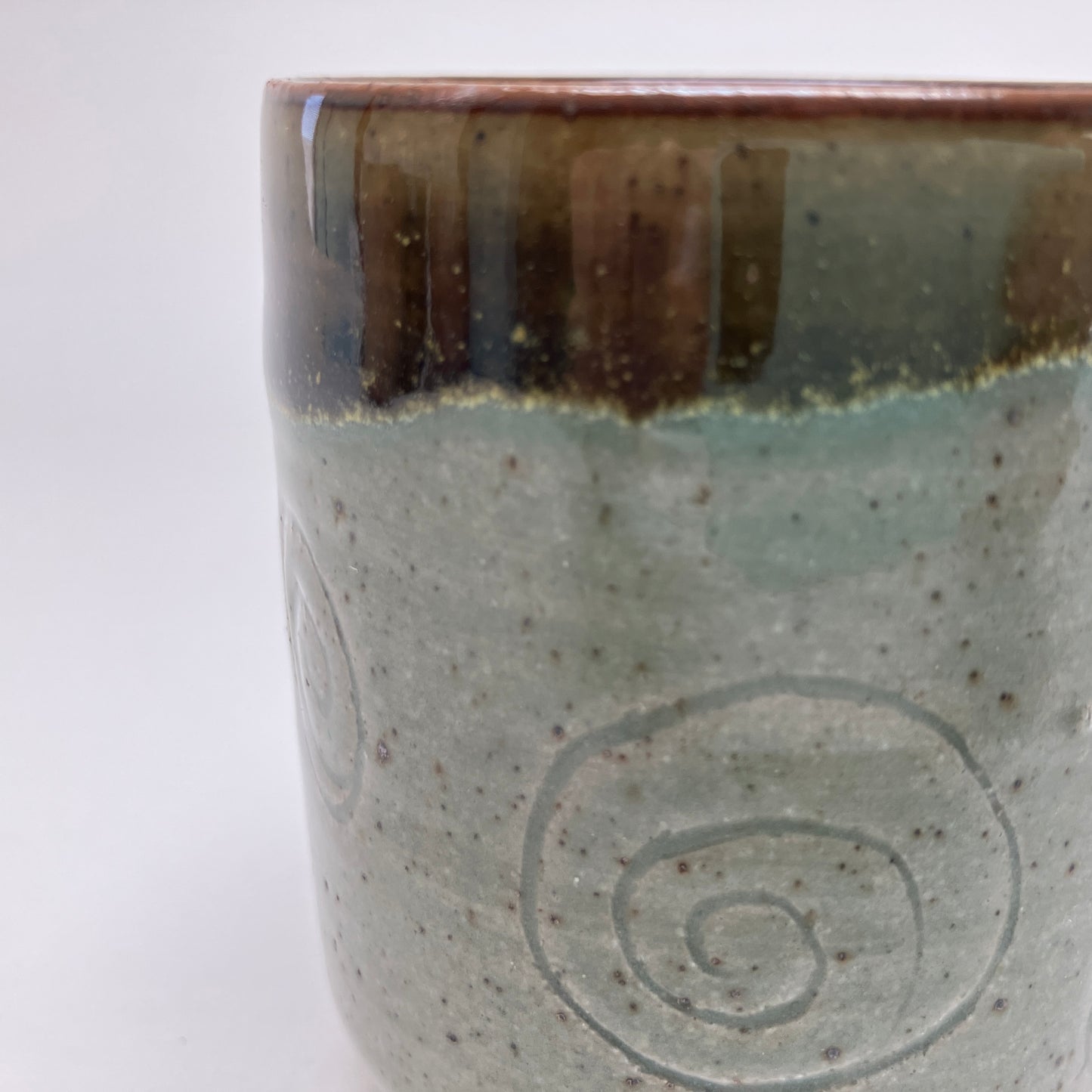 Teacup with Cream and Celadon Glaze Overlay