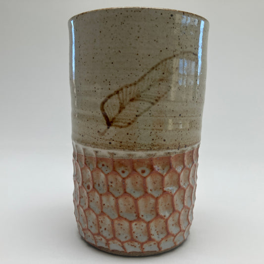 Tumbler With Feather and Hexagon Texture