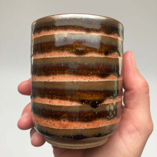Teacup With Shino and Teadust Glaze Overlay