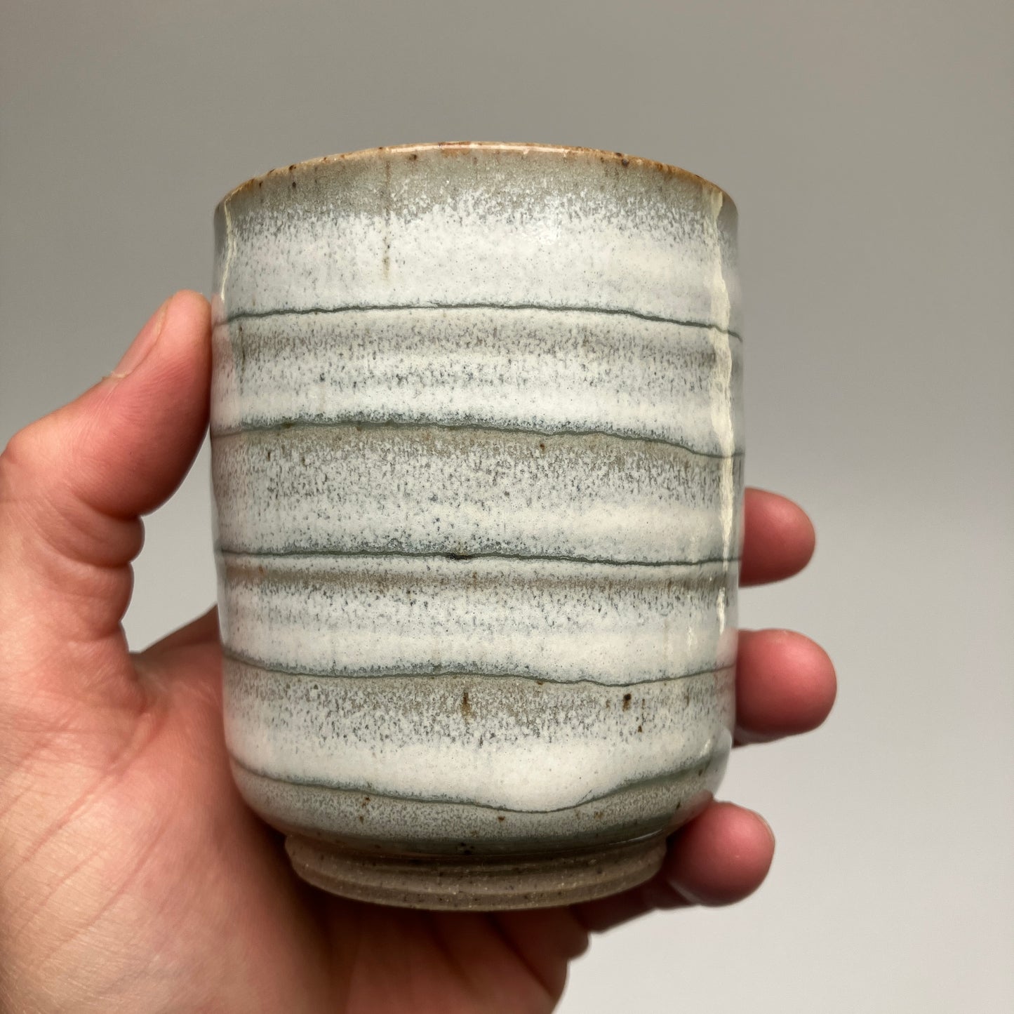 Teacup with Cream and Celadon Glaze Overlay