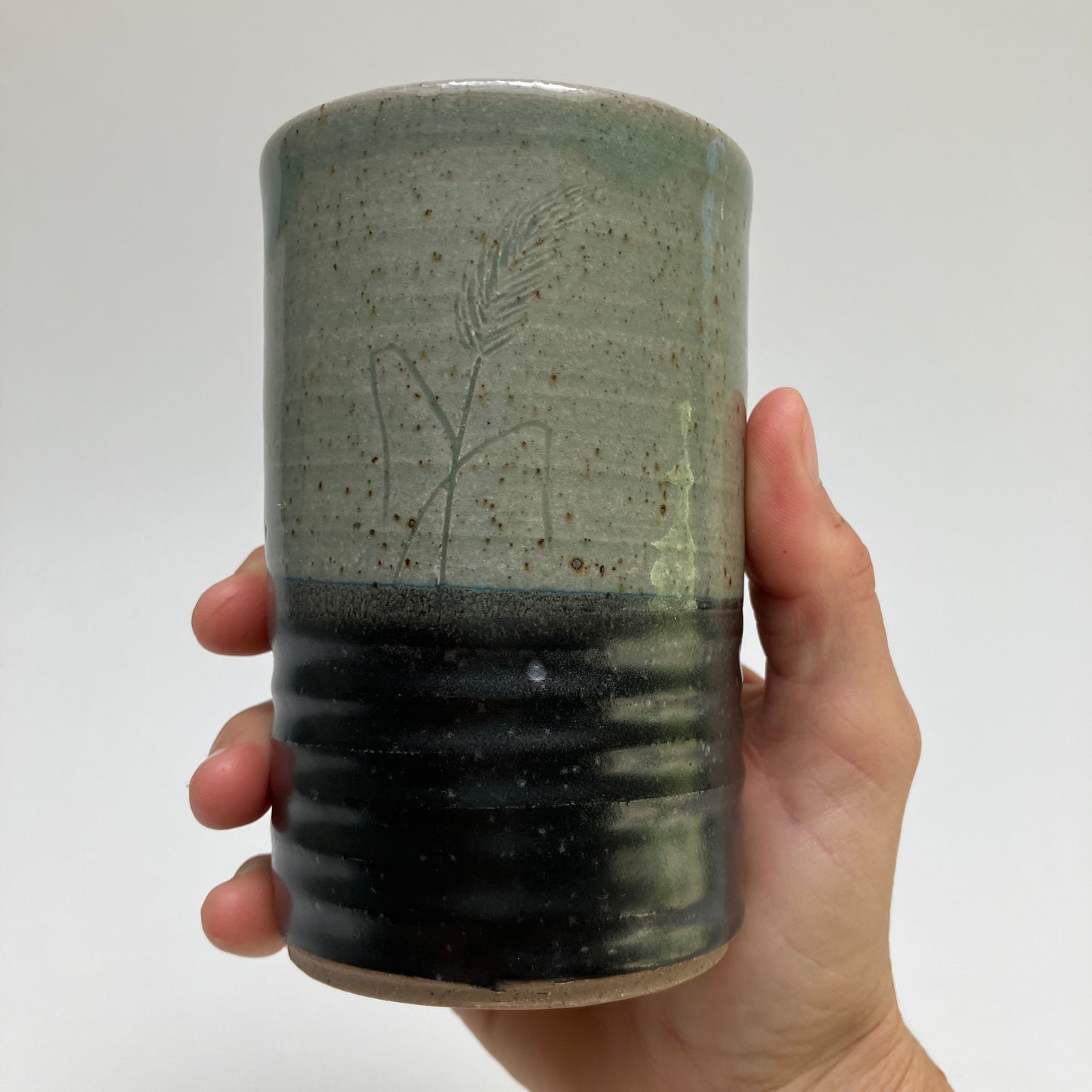 Tumbler With Grass and Texture