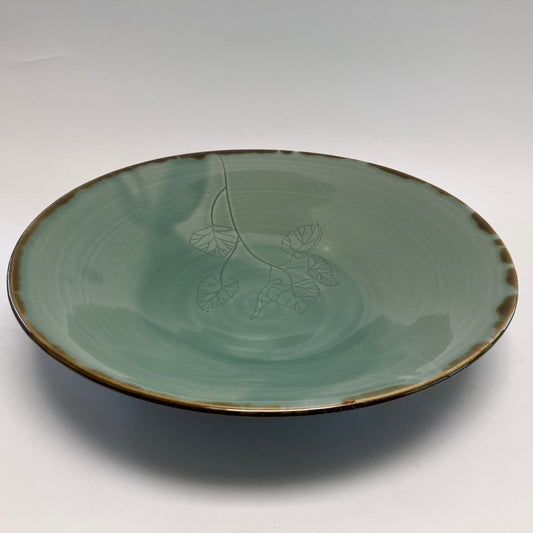 Large Serving Bowl with Cottonwood Leaves