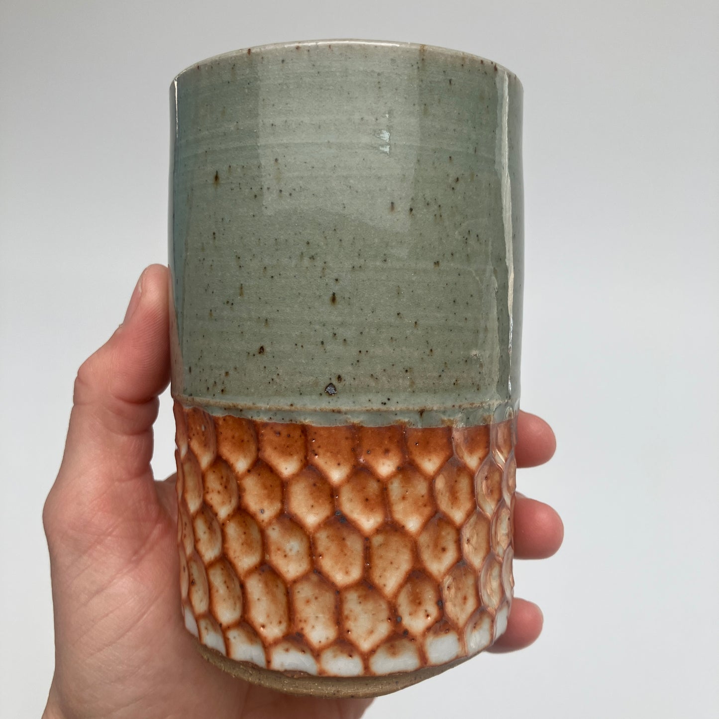 Tumbler With Potato Vine and Hexagons