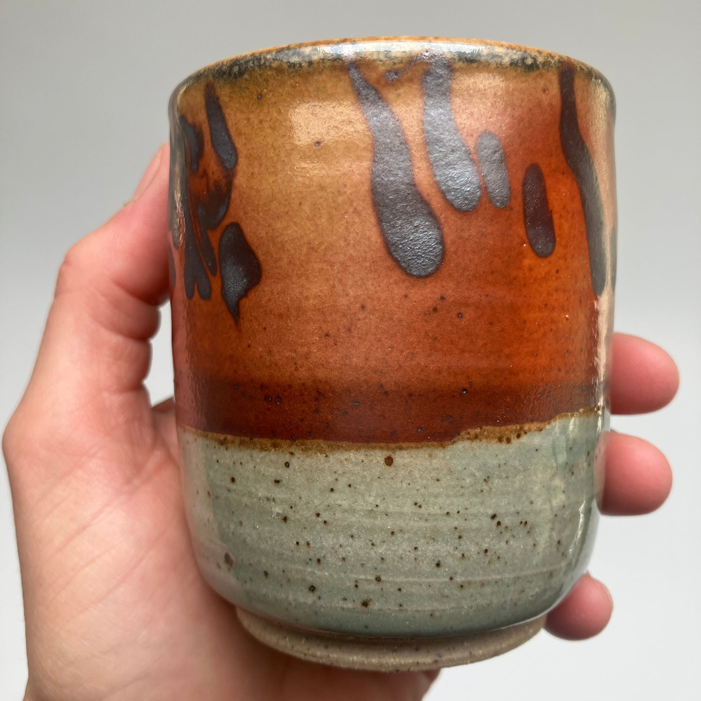 Teacup with Marbled Slip and Celadon