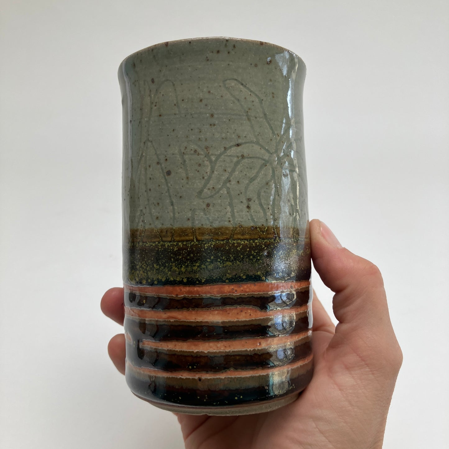 Tumbler with Daisies & Glaze Overlay