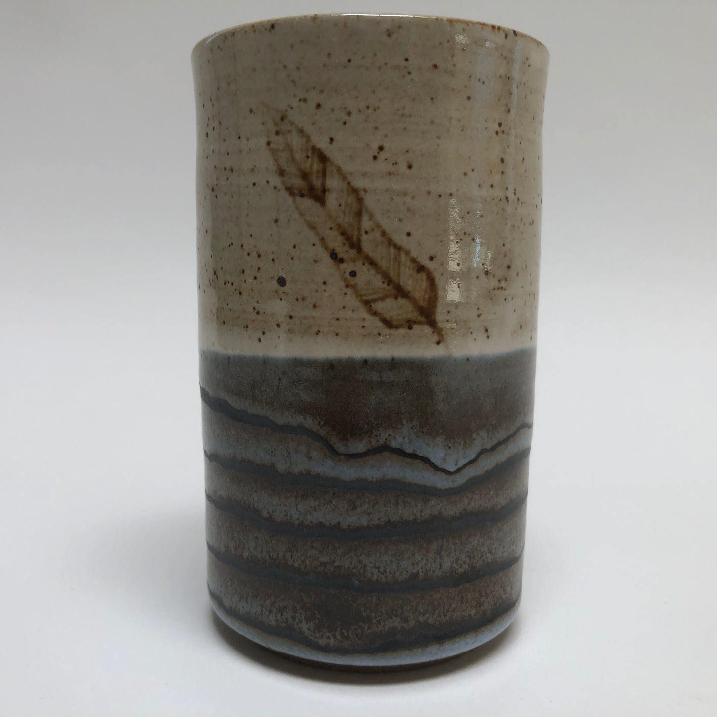 Tumbler with Feather and Glaze Overlay