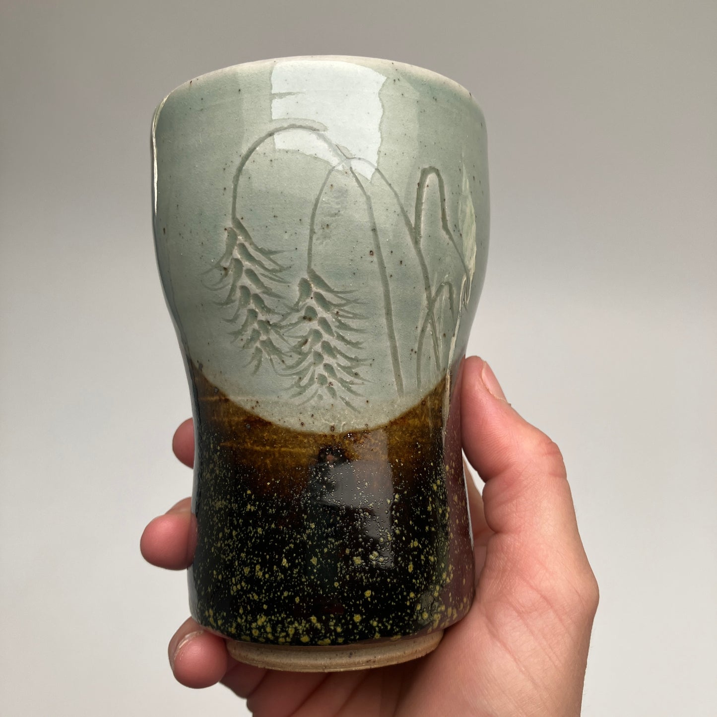 Tapered Mug With Grasses