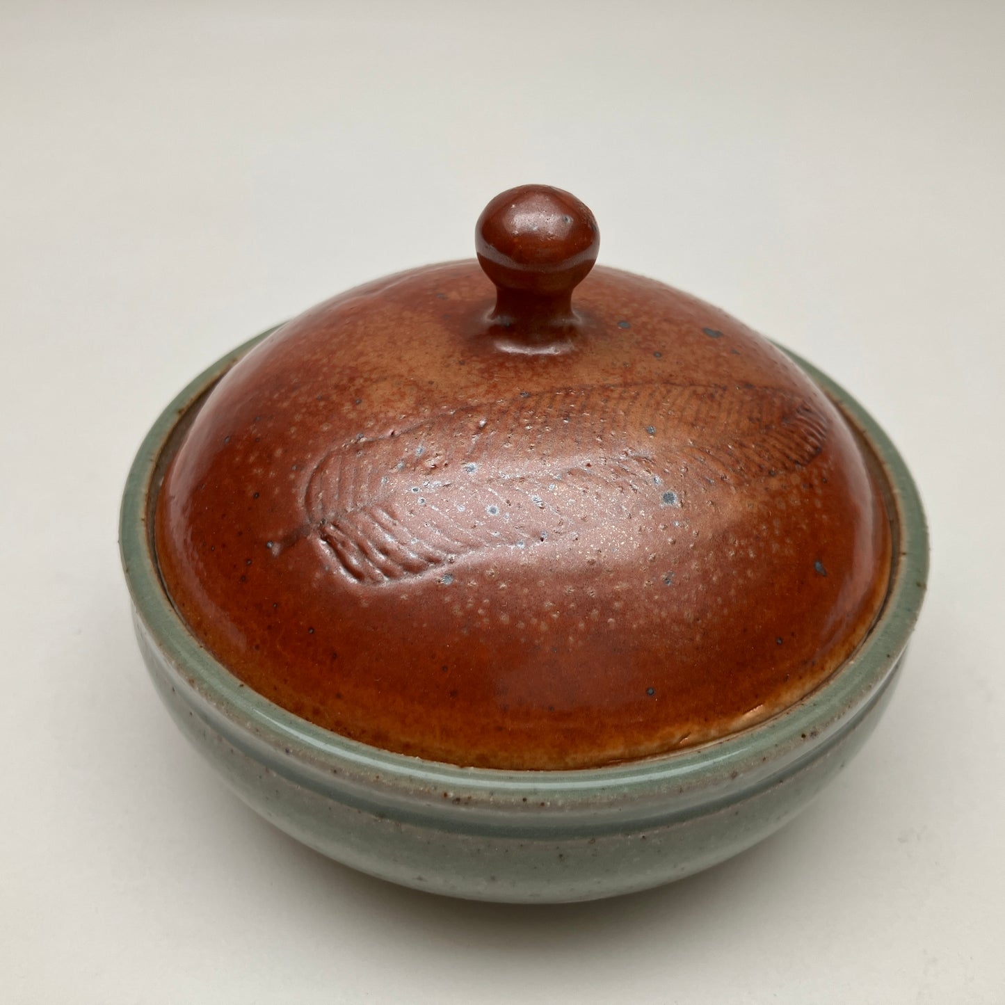 Shino and Celadon Salt Cellar