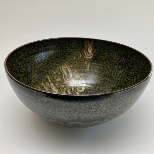 Serving Bowl with Glaze Overlay Embellishment