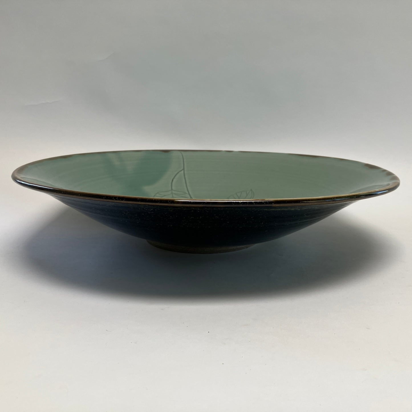 Large Serving Bowl with Cottonwood Leaves
