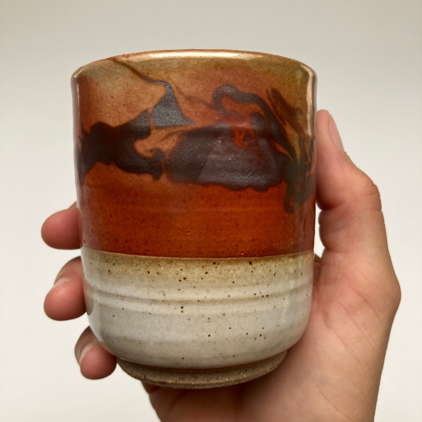 Teacup with Marbling and Cream White Glaze