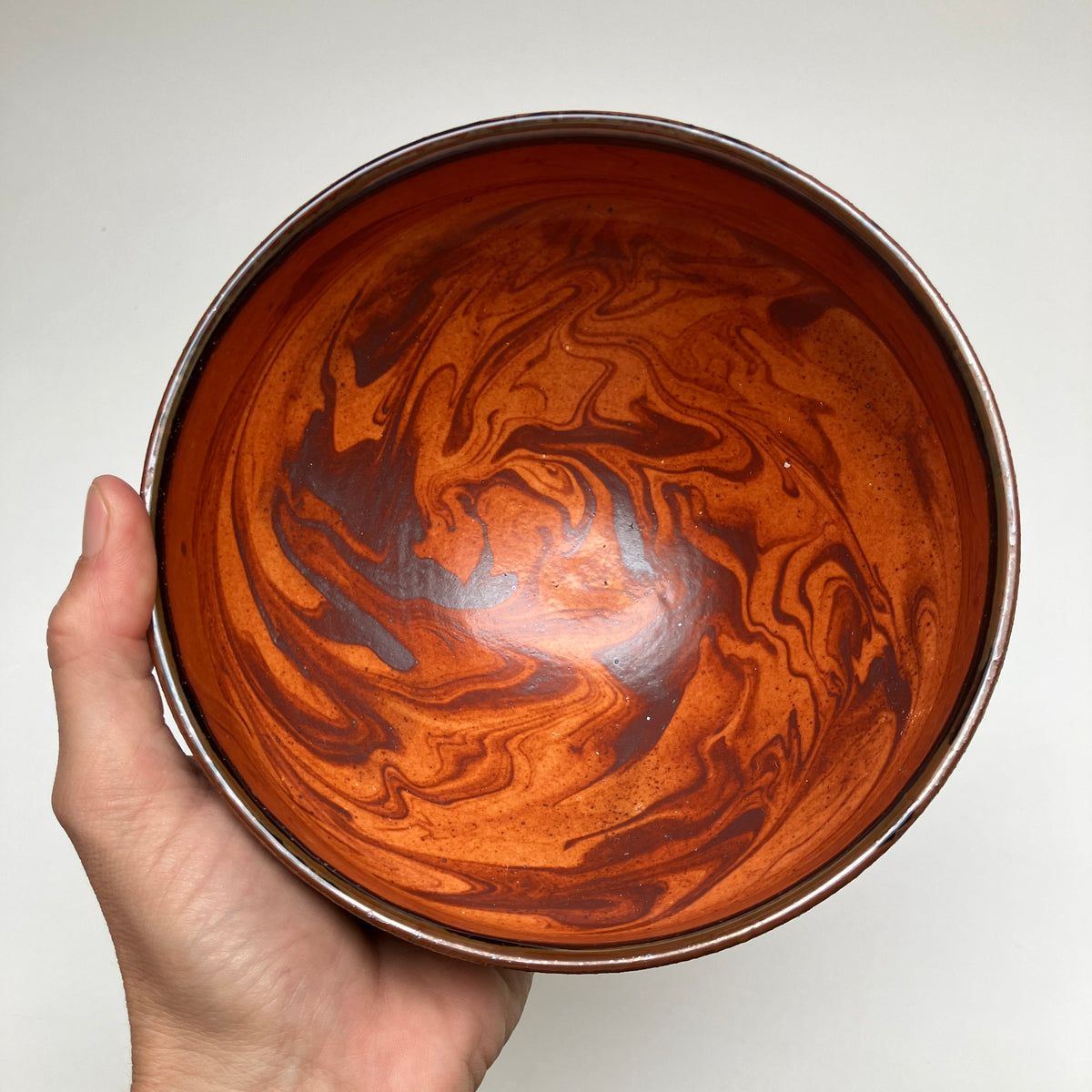 Large Bowl with Slip Marbling
