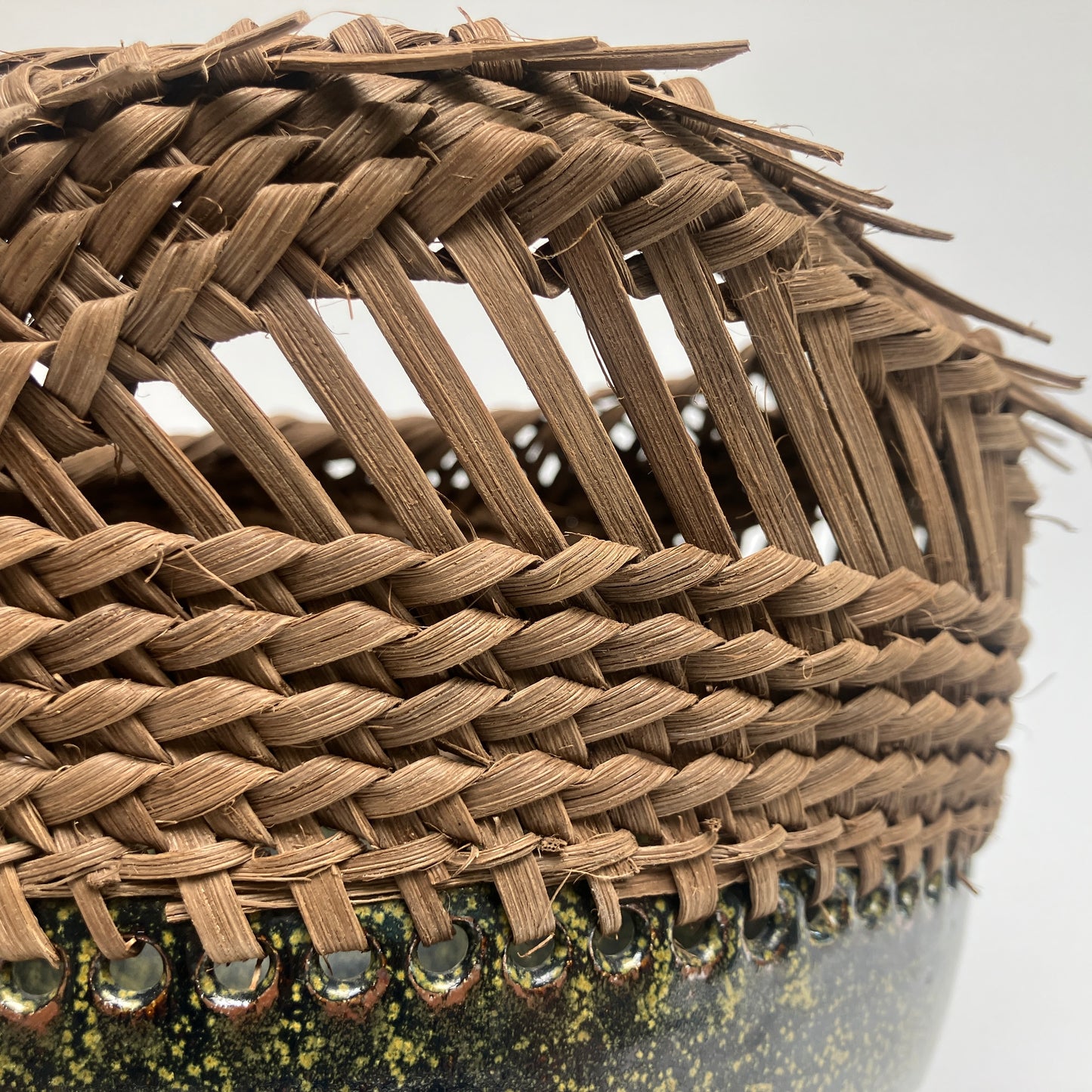 Stoneware and Rattan Sculpture with Neolithic Weave