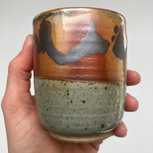 Teacup with Marbled Slip and Celadon