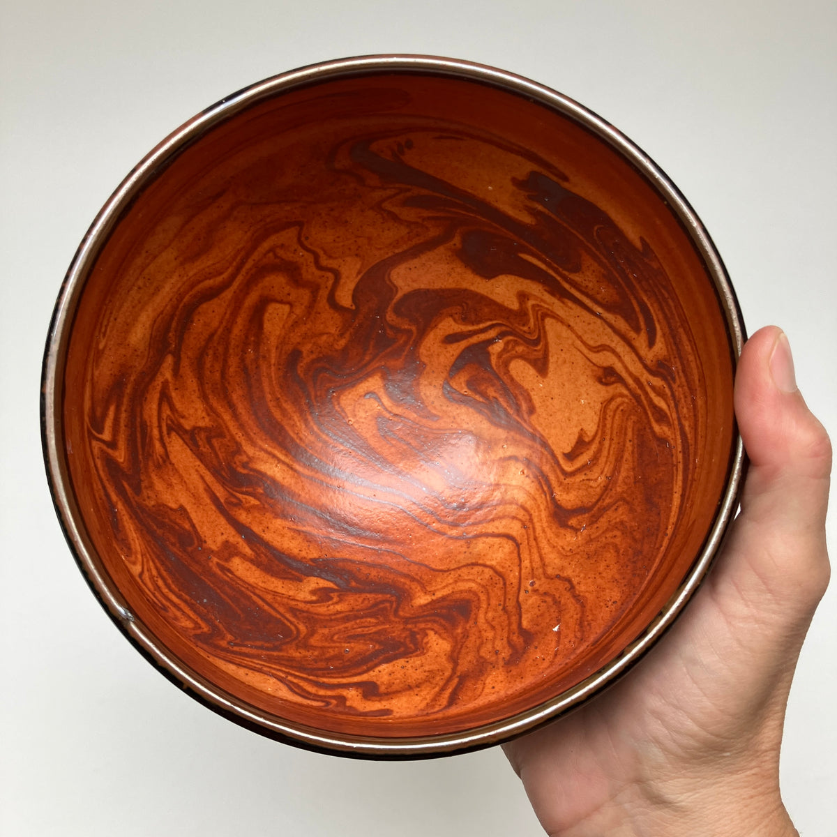 Large Bowl with Slip Marbling