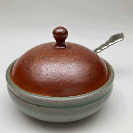 Shino and Celadon Salt Cellar