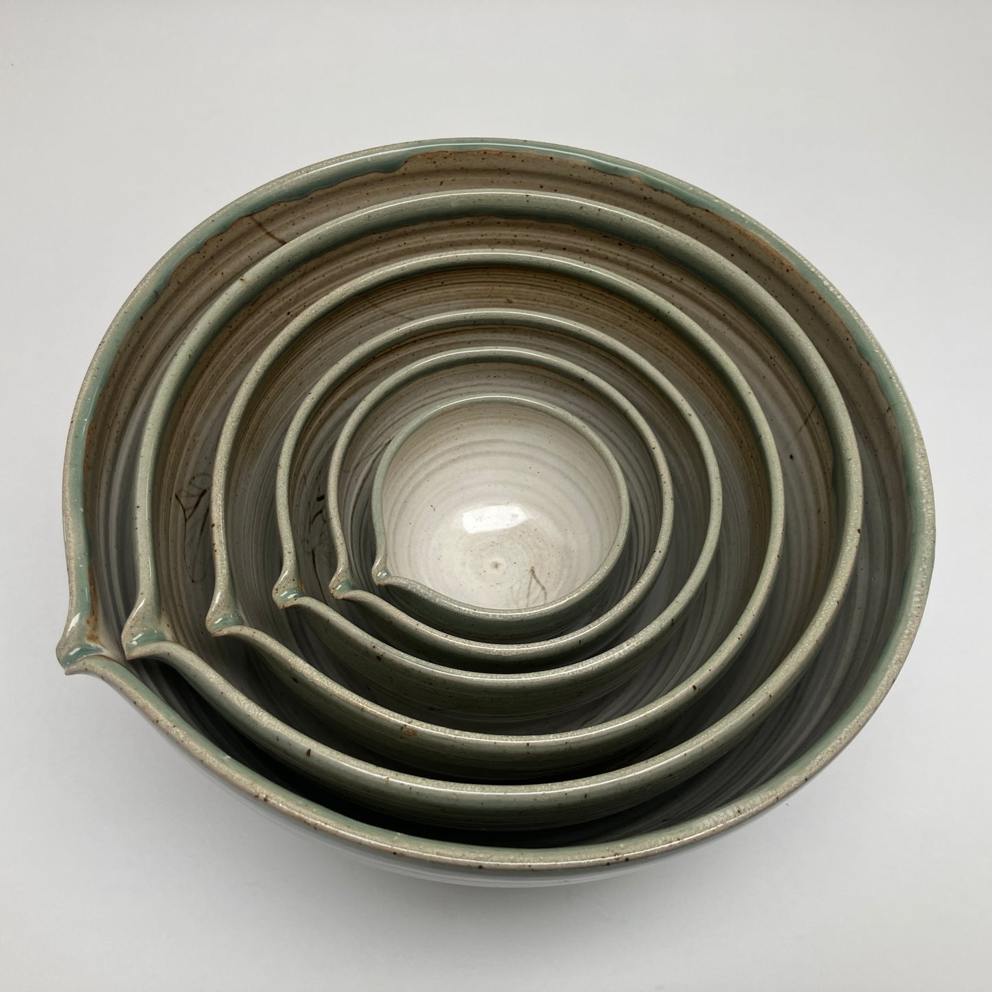 Six Piece Nesting Set of Bowls (Decorated with Leaves)
