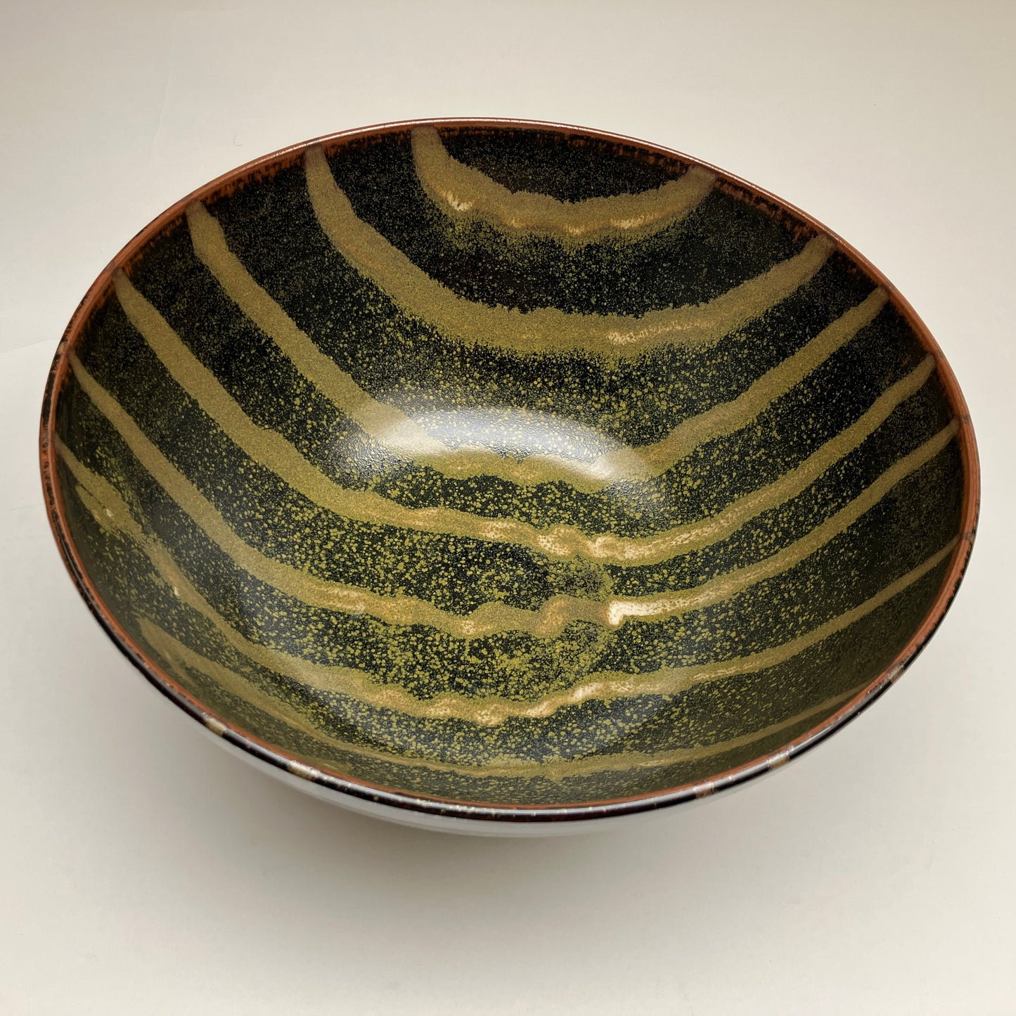 Large Serving Bowl in Teadust with Cream White Glaze Overlay